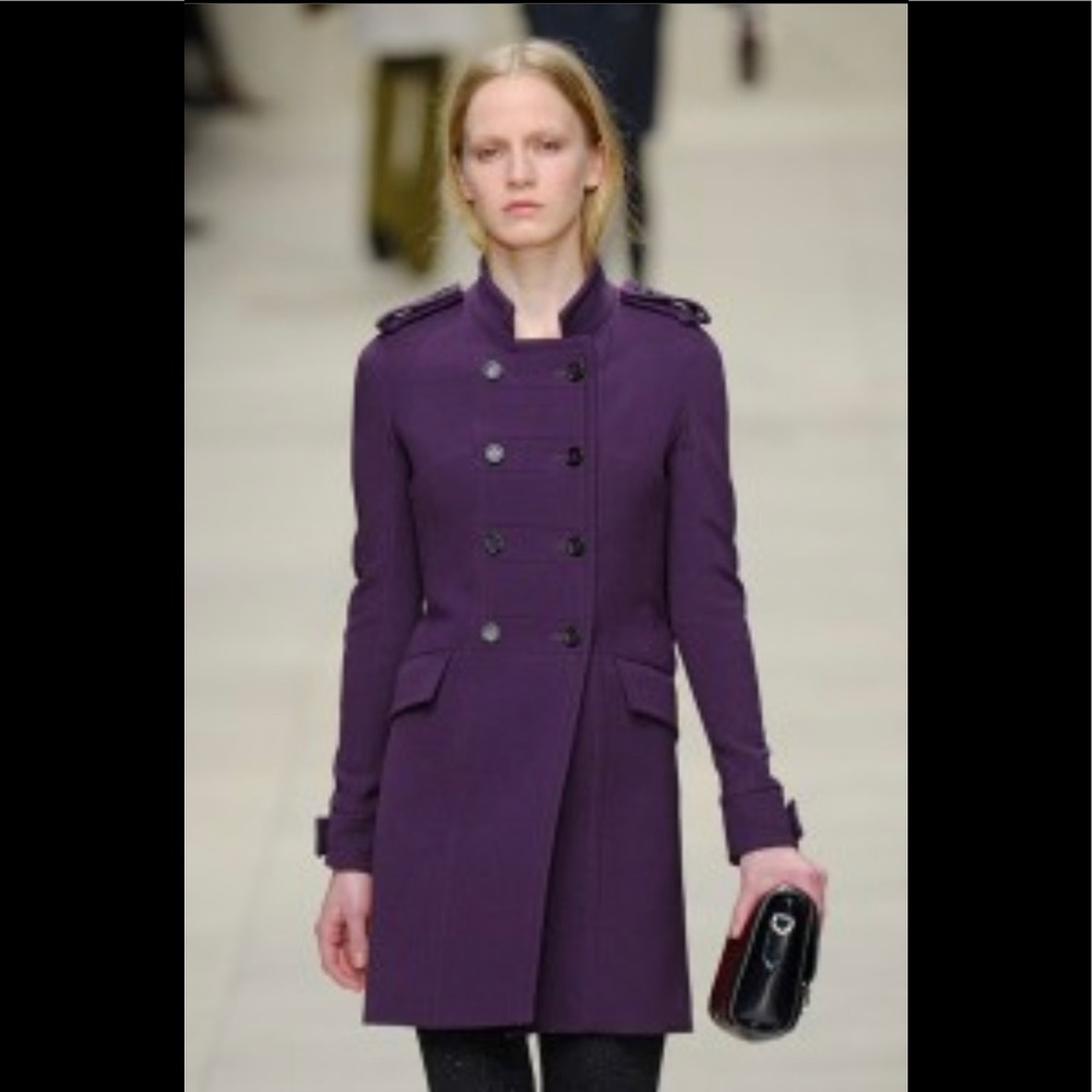 BURBERRY PRORSUM PURPLE WOOL RUNWAY COAT